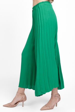 Pantaloni plisati, largi si drepti, verzi [2]