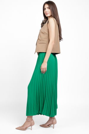 Pantaloni plisati, largi si drepti, verzi [5]