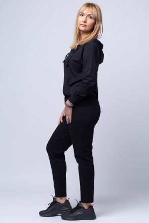 Pantaloni negri casual sport din bumbac cu buzunare laterale [1]