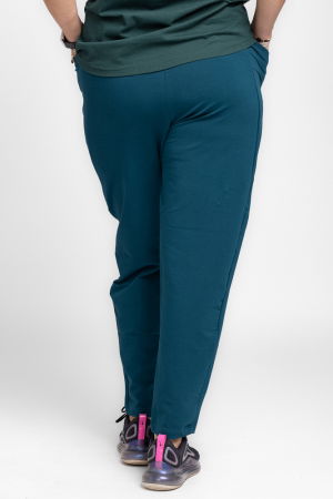 Pantaloni turcoaz casual sport din bumbac cu buzunare laterale [2]