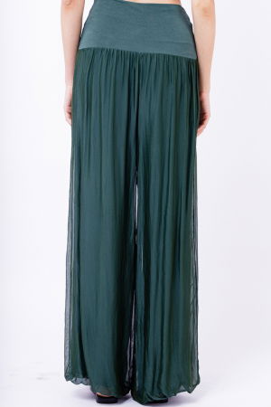 Pantaloni verde inchis din matase si vascoza,, tip salvari [2]