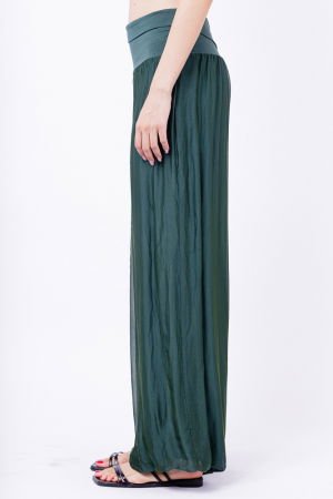 Pantaloni verde inchis din matase si vascoza,, tip salvari [1]