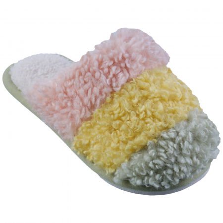 Papuci de Casă - Papuci de casa imitatie blana de oaie in 3 culori, roz, galben si verde