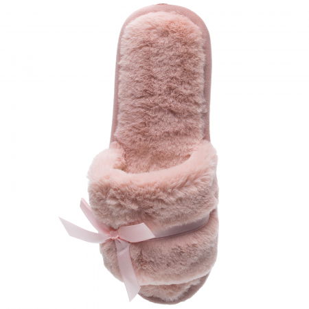 Papuci de casa roz prafuit cu panglica si funda [1]