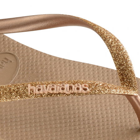 Papuci Havaianas cu talpa groasa din cauciuc natural,  bej cu glitter [1]