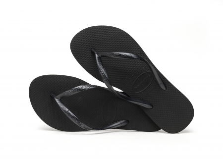 Papuci de Casă - Papuci Havaianas slim din cauciuc natural,  negru