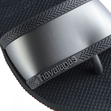 Papuci Havaianas slim din cauciuc natural cu banda gri si negru [2]