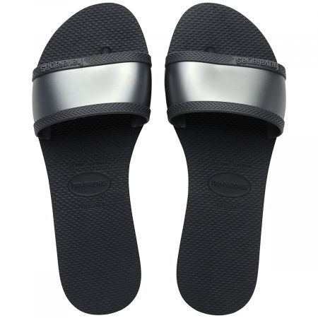 Papuci Havaianas slim din cauciuc natural cu banda gri si negru [3]