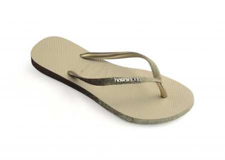 Papuci Havaianas slim din cauciuc natural cu glitter, gri nisipiu [2]