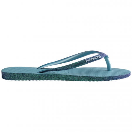 Papuci Havaianas slim din cauciuc natural cu glitter, albastru [3]