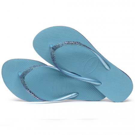 Papuci de Casă - Papuci Havaianas slim din cauciuc natural cu glitter, albastru