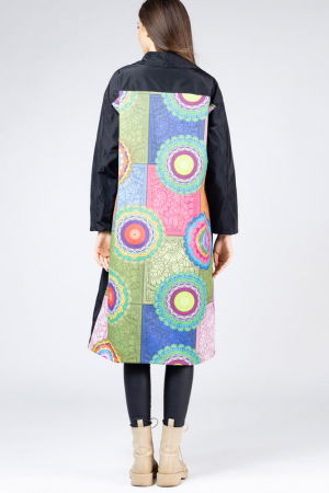 Pardesiu lung din fas negru si imprimeu cu mandale pe spate [2]