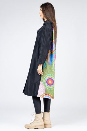 Pardesiu lung din fas negru si imprimeu cu mandale pe spate [3]