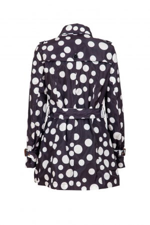 Geci & Jachete & Blazere - Pardesiu midi din fas negru cu buline albe