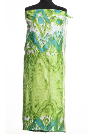 Eșarfe tip Pareo - Pareo de plaja cu doua fete, cu imprimeu in nuante de verde si prosop caramiziu pe verso