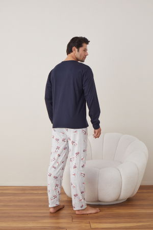 Pijama barbati de Craciun din bumbac, doua piese cu prietenii lui Mos Craciun [1]