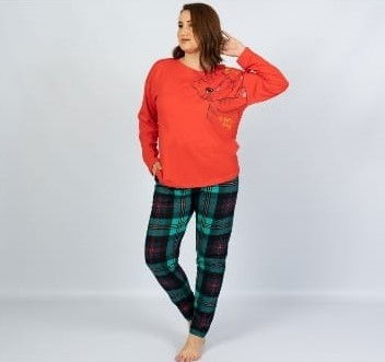 ÎMBRĂCĂMINTE - Pijama marimi mari din bumbac doua piese cu imprimeu jucaus "Pisica"