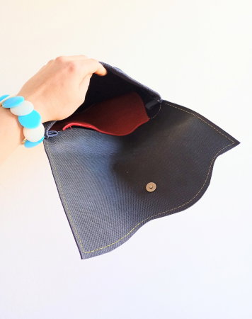 Plic handmade bleumarin   din piele naturala intoarsa ,pictat manual [1]