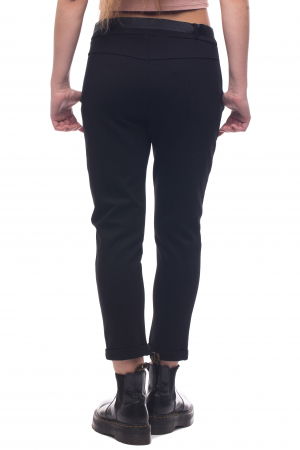 Pantaloni lungi negri, cu funda in talie [5]