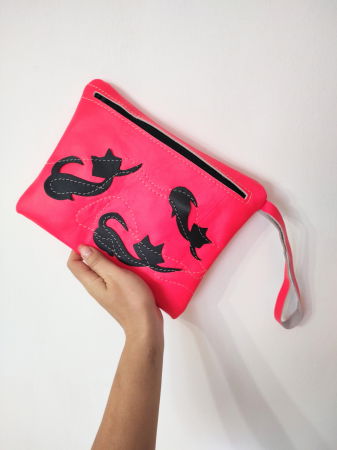 Portfard din piele naturală cu pisicuțe ,unicat [0]