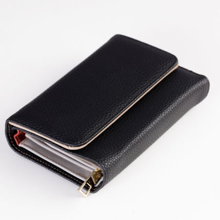 Portofel din piele naturala, cu capsa, negru [1]