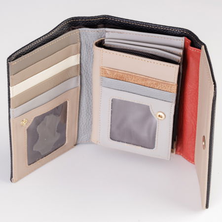 Portofel din piele naturala, cu capsa, negru [2]