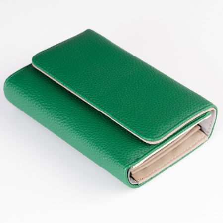 Portofel din piele naturala, cu capsa, verde [1]