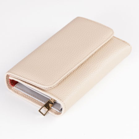 Portofel din piele naturala, cu capsa, roz caisa [1]