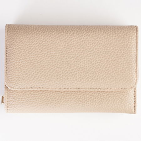 Portofele - Portofel din piele naturala, cu capsa, roz caisa