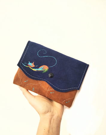 Genți si Plicuri Handmade - Portofel personalizat din piele naturala ,cu pisicuță pictată