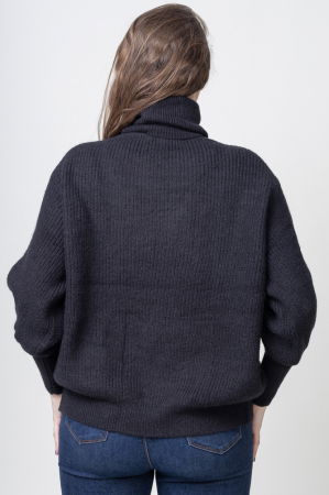 Pulover negru, oversize, pe gat [3]