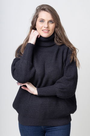 Pulover negru, oversize, pe gat [1]