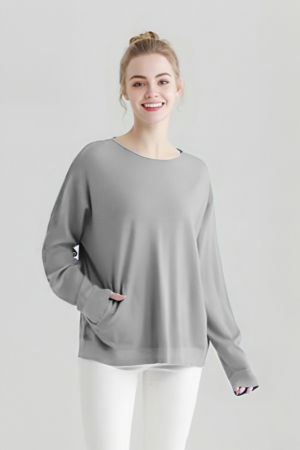 Pulovere - Pulover cu detalii lurex si nasturei pe spate, gri