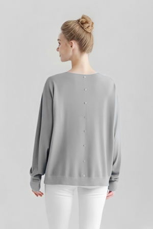 Pulover cu detalii lurex si nasturei pe spate, gri [1]