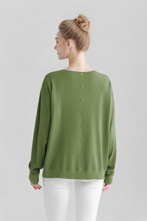 Pulover cu detalii lurex si nasturei pe spate, verde olive [1]