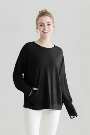 Pulovere - Pulover cu detalii lurex si nasturei pe spate, negru