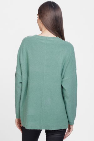 Pulover drept, la baza gatului, din vascoza si lana, verde [2]