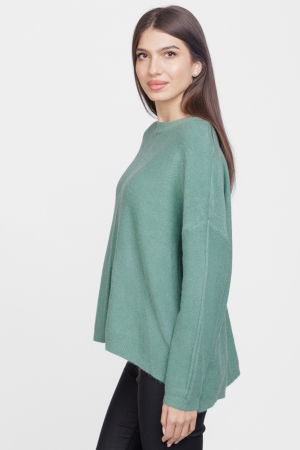 Pulover drept, la baza gatului, din vascoza si lana, verde [1]