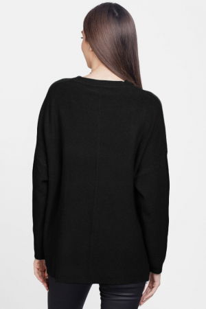 Pulover drept, la baza gatului, din vascoza si lana, negru [2]