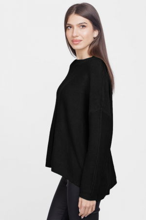 Pulover drept, la baza gatului, din vascoza si lana, negru [1]