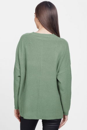 Pulover drept, la baza gatului, din vascoza si lana, verde kaki [2]