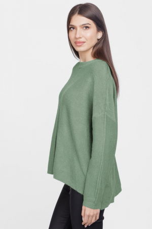 Pulover drept, la baza gatului, din vascoza si lana, verde kaki [1]