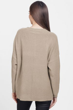 Pulover drept, la baza gatului, din vascoza si lana, bej [2]