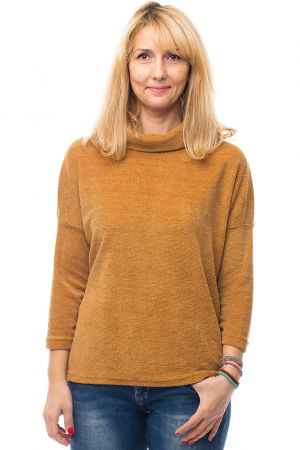 ÎMBRĂCĂMINTE - Pulover mustar cu guler inalt