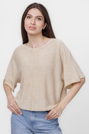 Pulover subtire si versatil cu maneca cazuta din bumbac, fucsia [1]