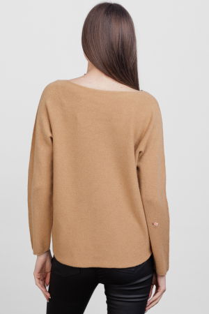 Pulover versatil cu decolteu V, din vascoza, camel [2]