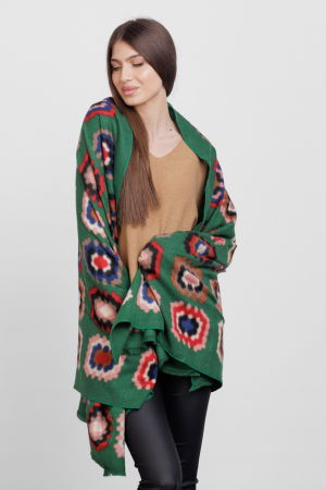 Pulover versatil cu decolteu V, din vascoza, camel [3]