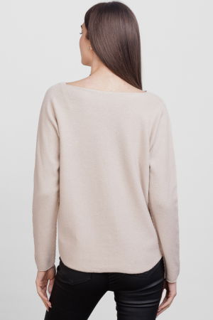 Pulover versatil cu decolteu V, din vascoza, bej [2]