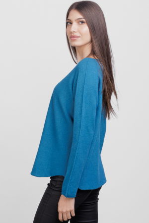 Pulover versatil cu decolteu V, din vascoza, turcoaz [1]