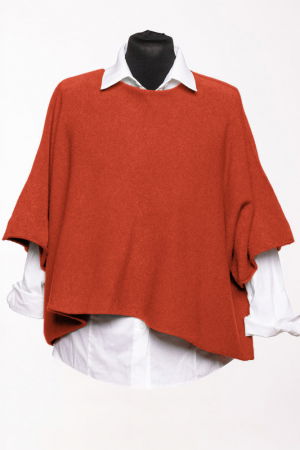 ÎMBRĂCĂMINTE - Pulover versatil cu maneca fluture din vascoza, caramiziu